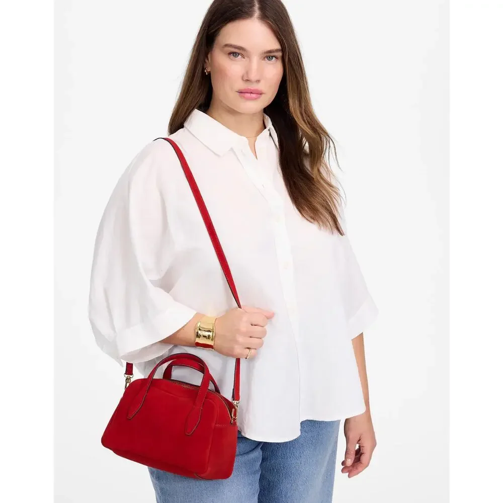 NWT Madewell The Small Suede Crossbody Bag Bandana Red - Picture 2 of 3